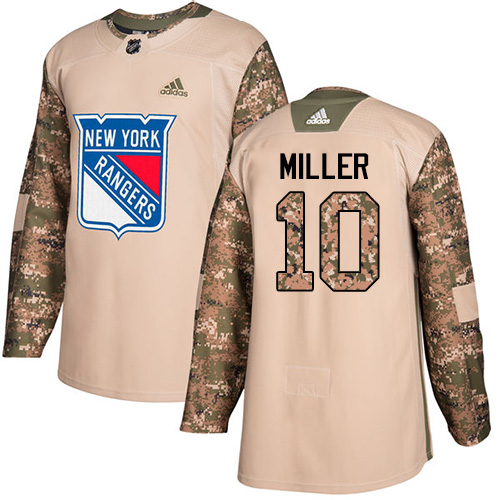 Adidas Rangers #10 J.T. Miller Camo Authentic Veterans Day Stitched NHL Jersey